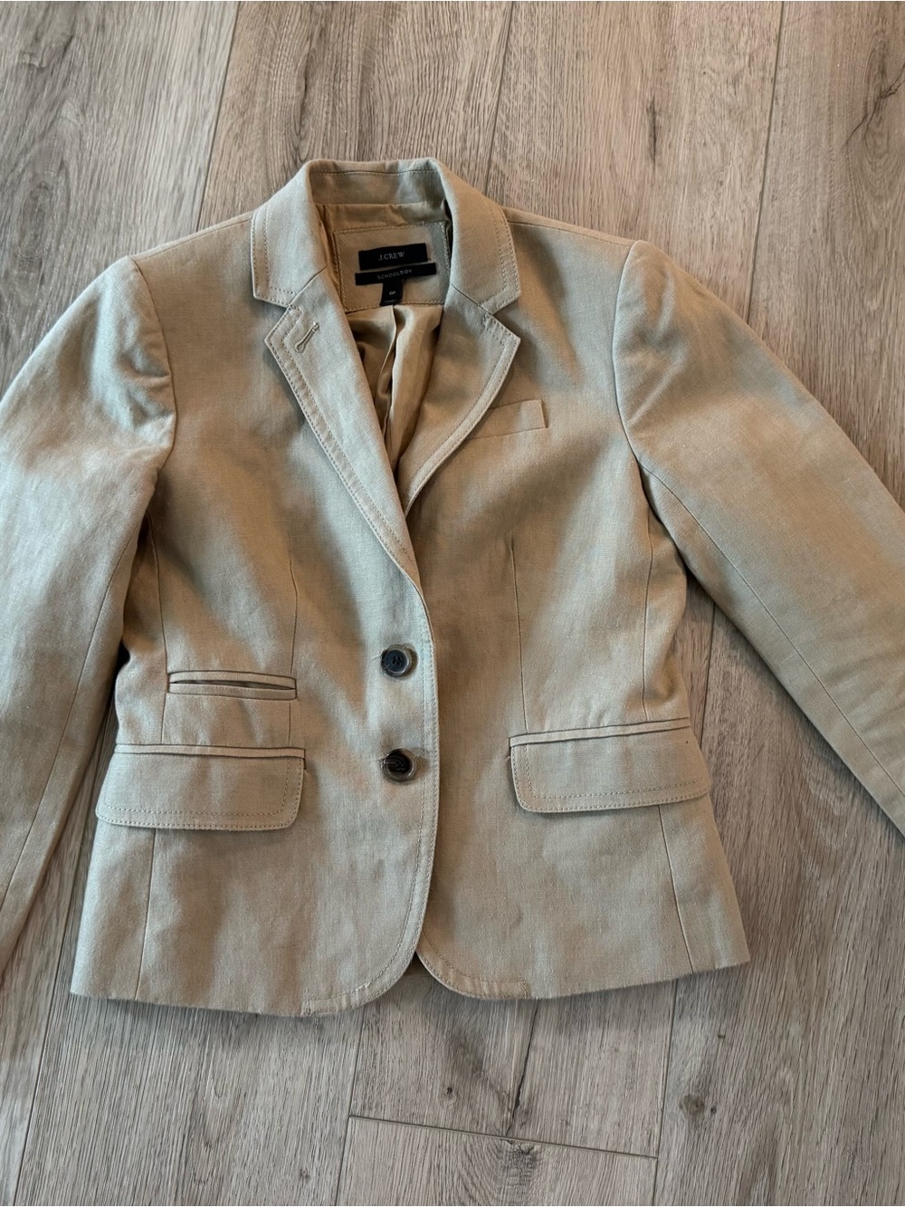 J Crew Women’s Schoolboy jacket - Size 0P - Linen Lined Khaki